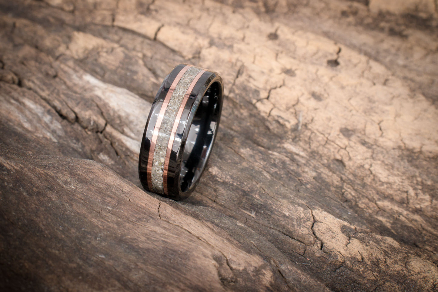 Ceramic Memorial(Animal Ash)Inlay Ring 8mm