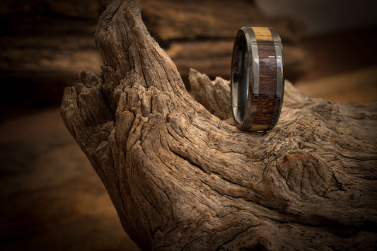 Ceramic Red Bush Willow Inlay Ring 8mm