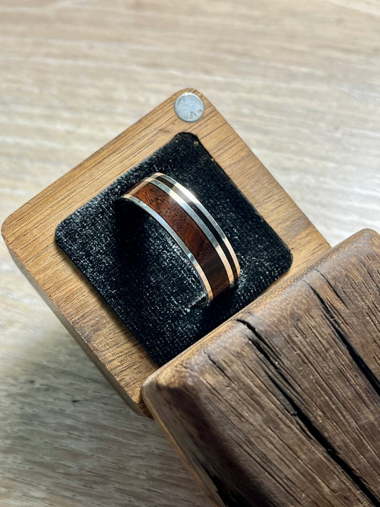 Silver Leadwood Inlay Ring 8mm