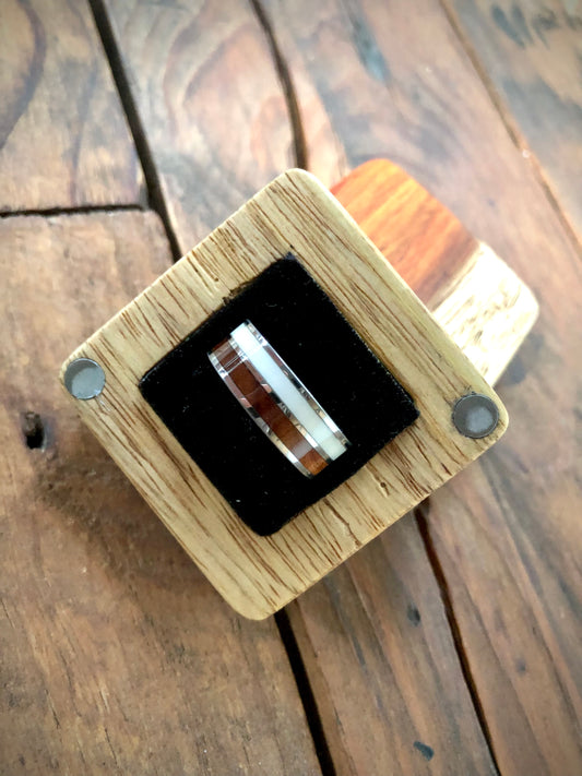 Tungsten Carbide Tambotie and Warthog Inlay Ring 8mm