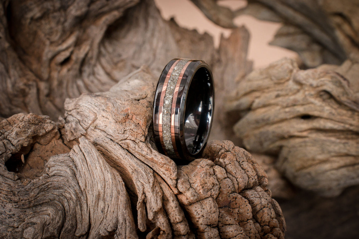 Ceramic Memorial(Animal Ash)Inlay Ring 8mm