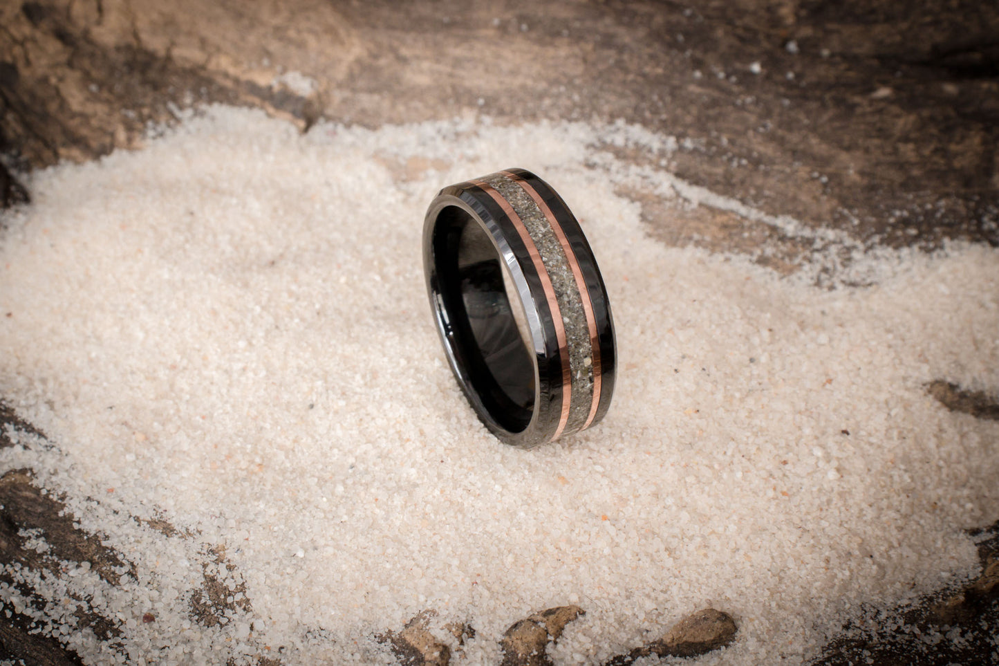 Ceramic Memorial(Animal Ash)Inlay Ring 8mm