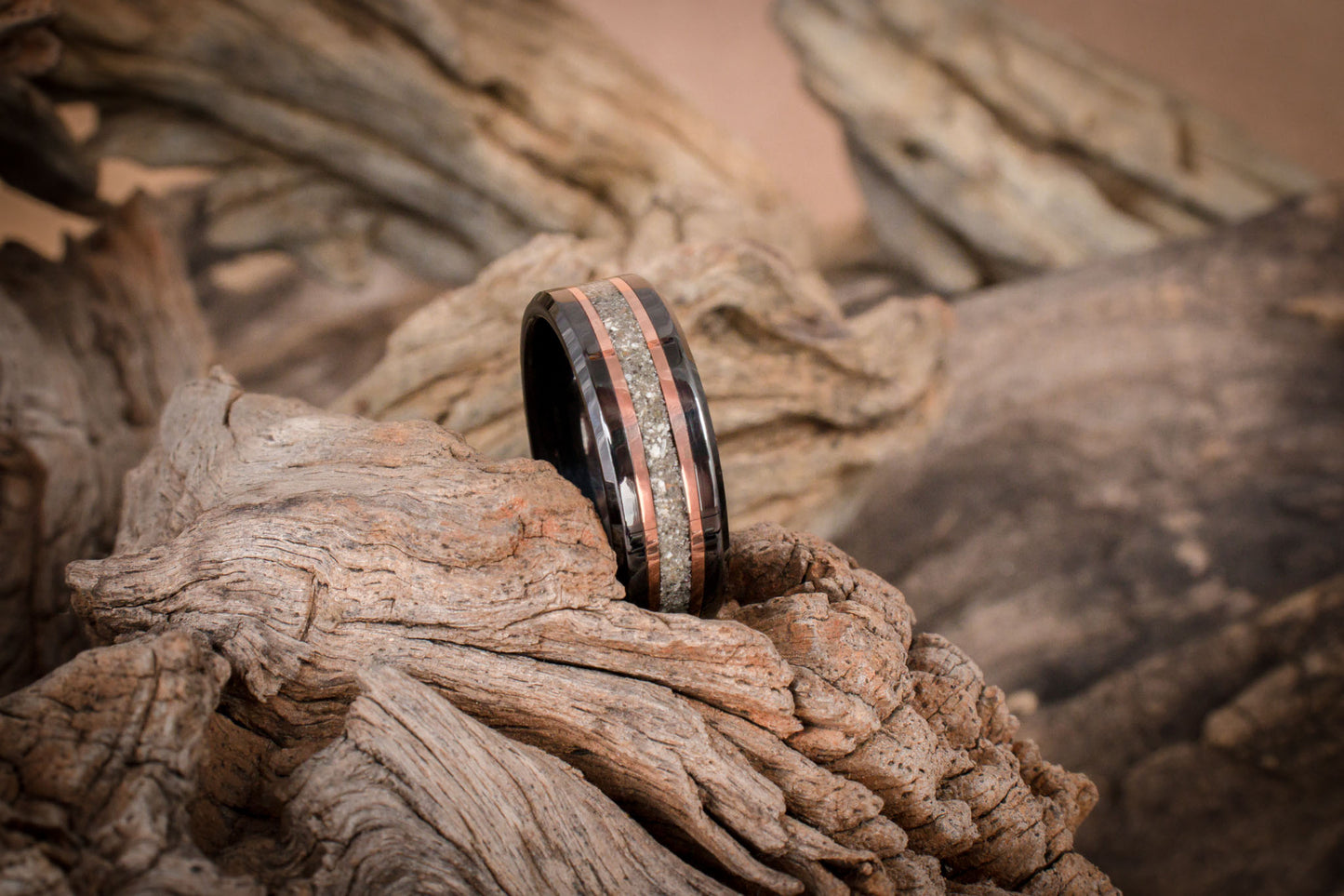 Ceramic Memorial(Animal Ash)Inlay Ring 8mm