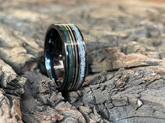 Ceramic Custom Fly Fish / Guitar / Bush Pig Tusk Inlay Ring 8mm