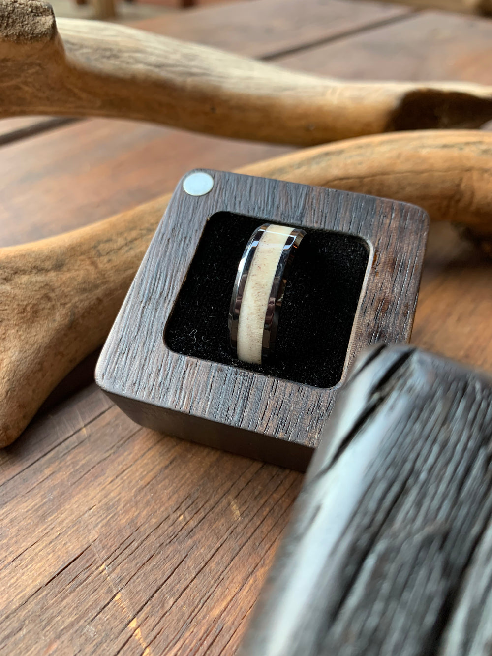 Ceramic Deer Antler Inlay Ring 8mm