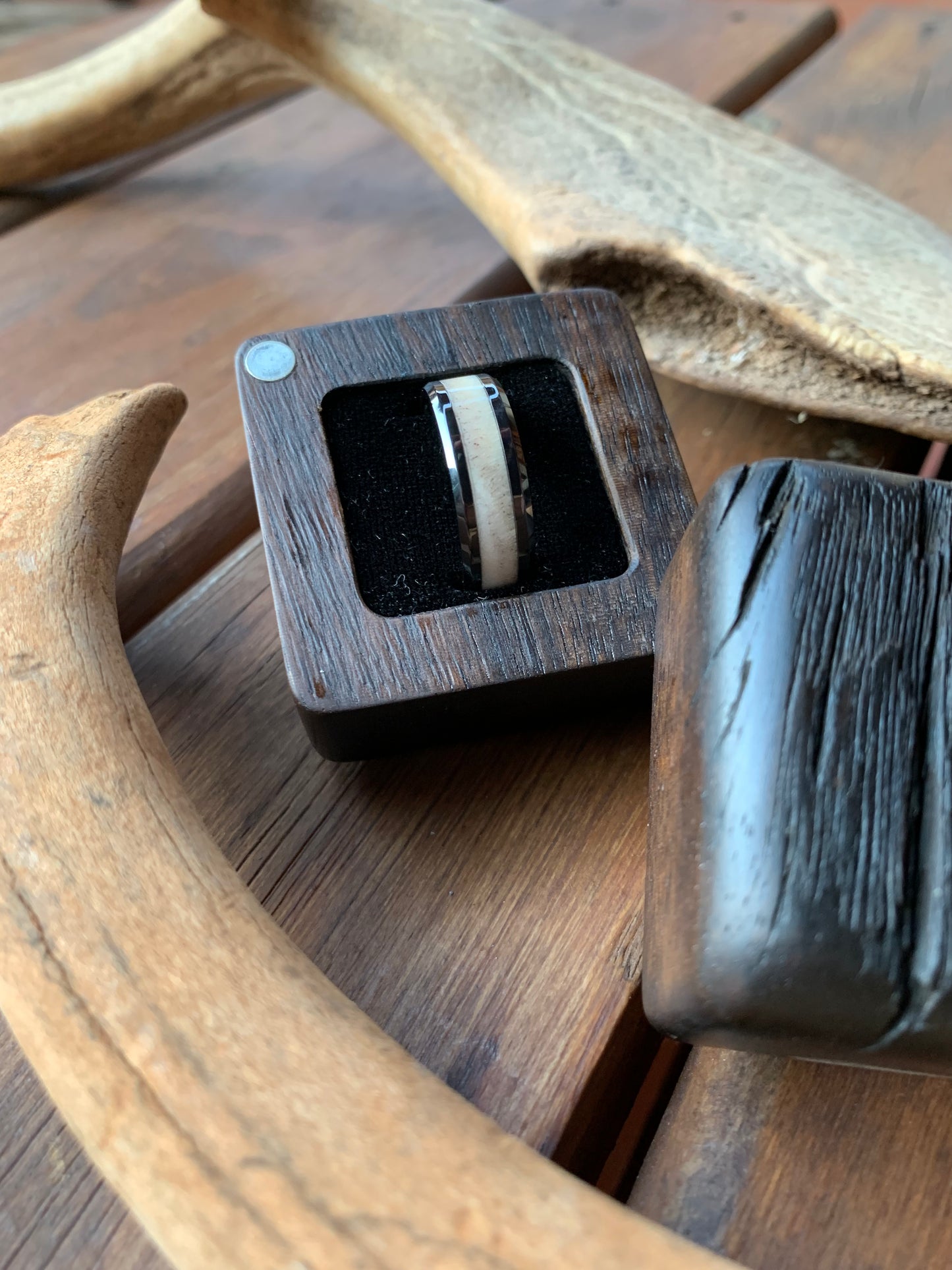 Ceramic Deer Antler Inlay Ring 8mm