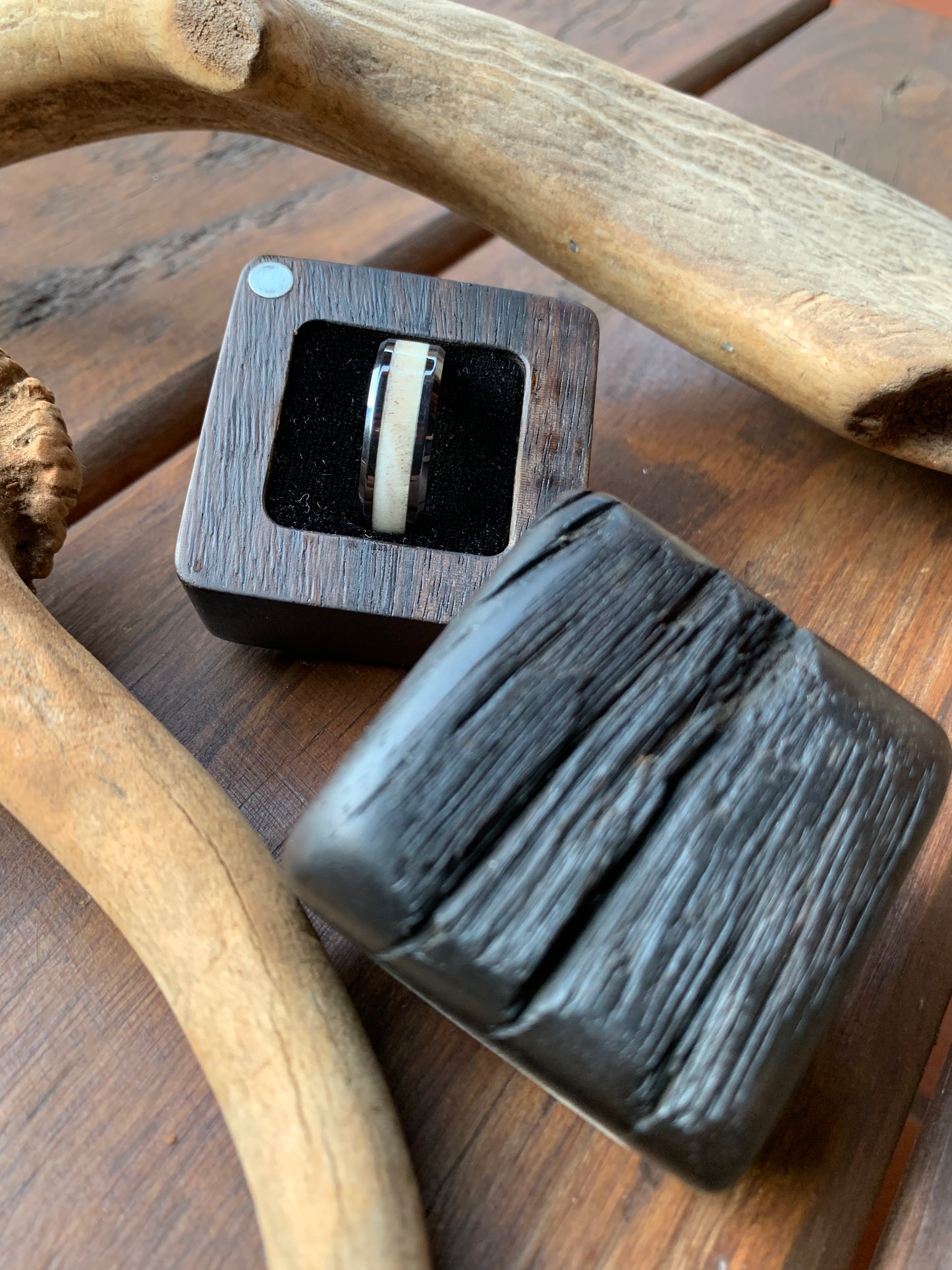 Ceramic Deer Antler Inlay Ring 8mm