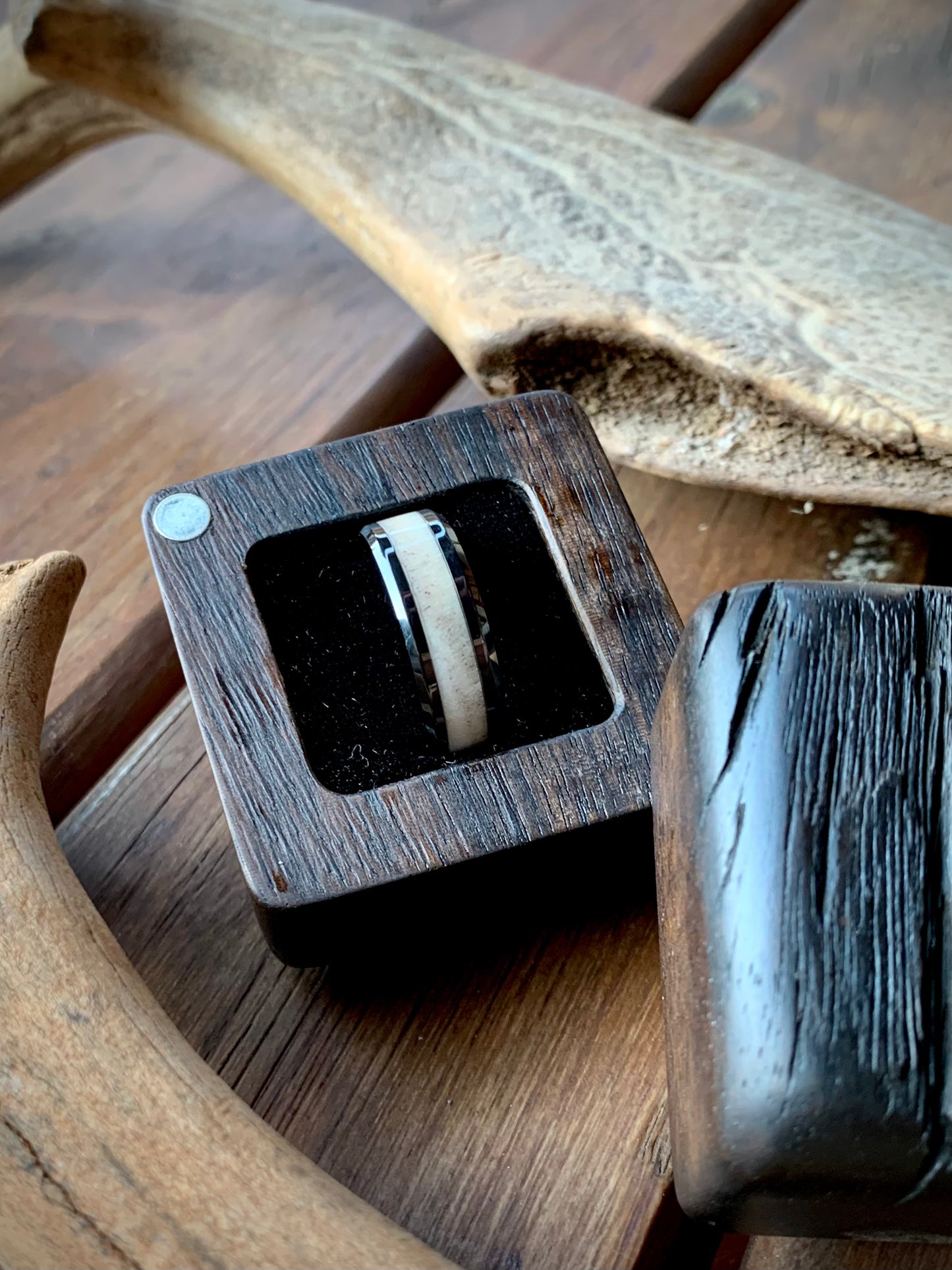 Ceramic Deer Antler Inlay Ring 8mm