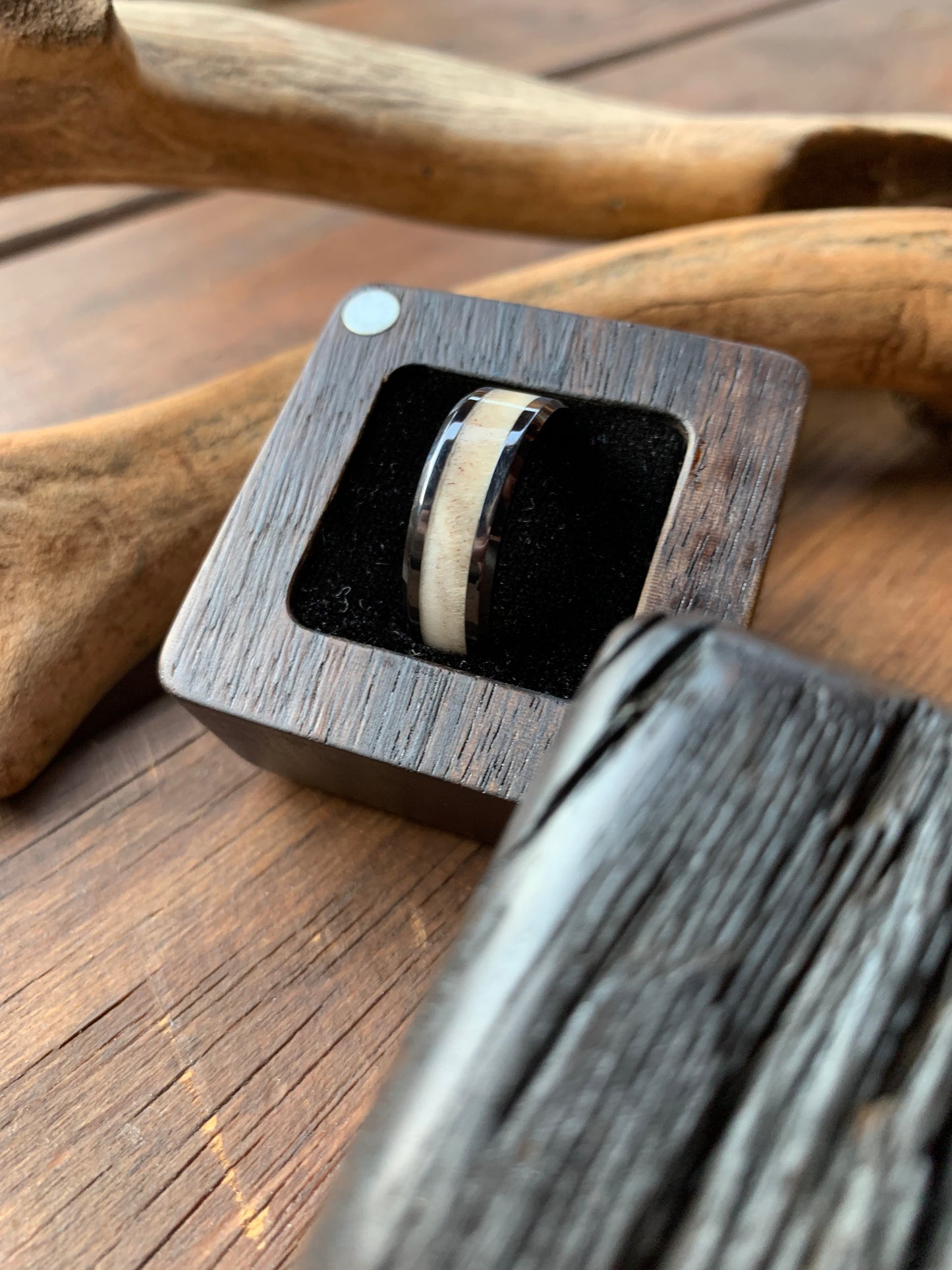 Ceramic Deer Antler Inlay Ring 8mm