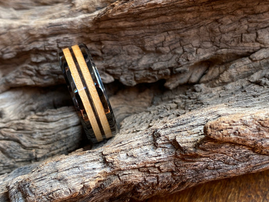 Ceramic Jacaranda and Elephant Tail Hair Inlay Ring 8mm