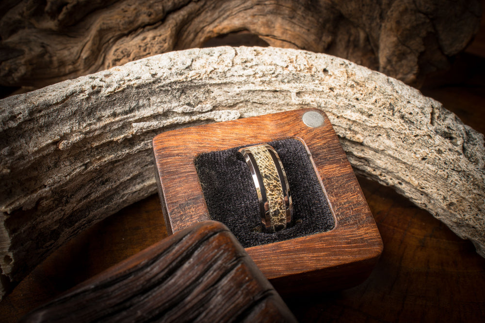 Ceramic Wildebeest Black Resin Infused Inlay Ring 8mm