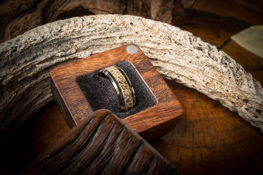 Ceramic Wildebeest Black Resin Infused Inlay Ring 8mm