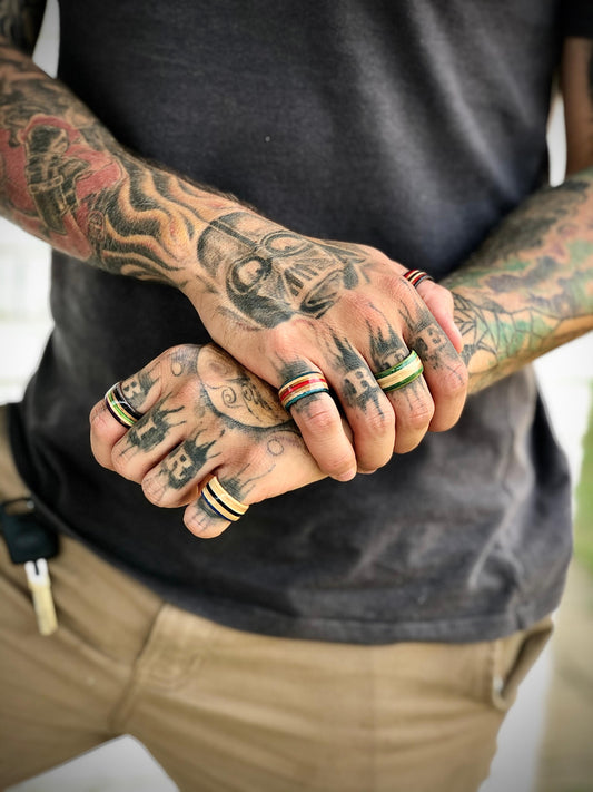 Mixed Dyed Layers Skate Rings  7mm