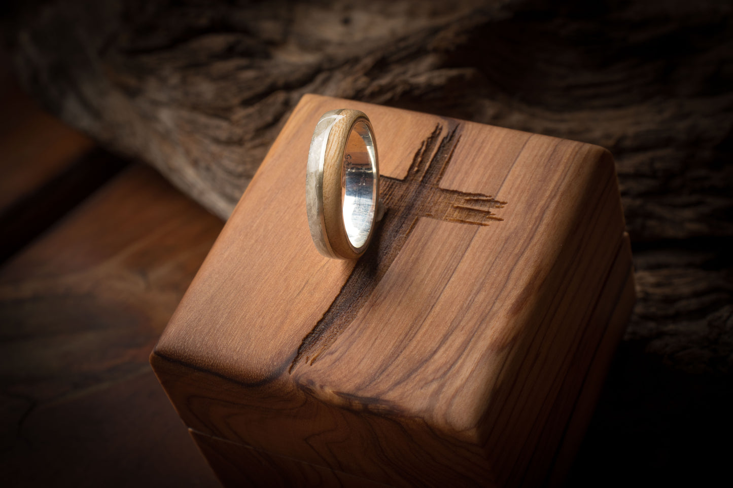 Silver Jacaranda and Resin Inlay Ring 6mm