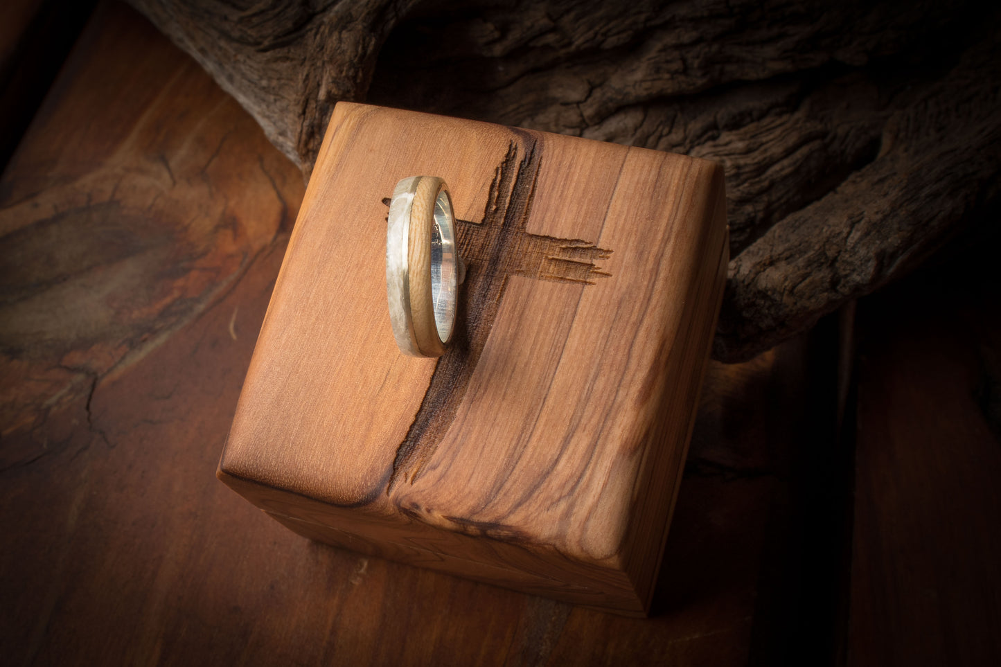Silver Jacaranda and Resin Inlay Ring 6mm