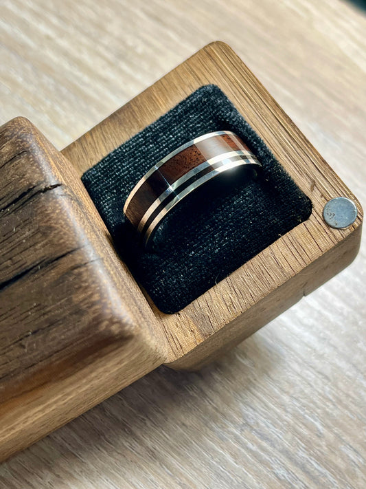 Silver Leadwood Inlay Ring 8mm