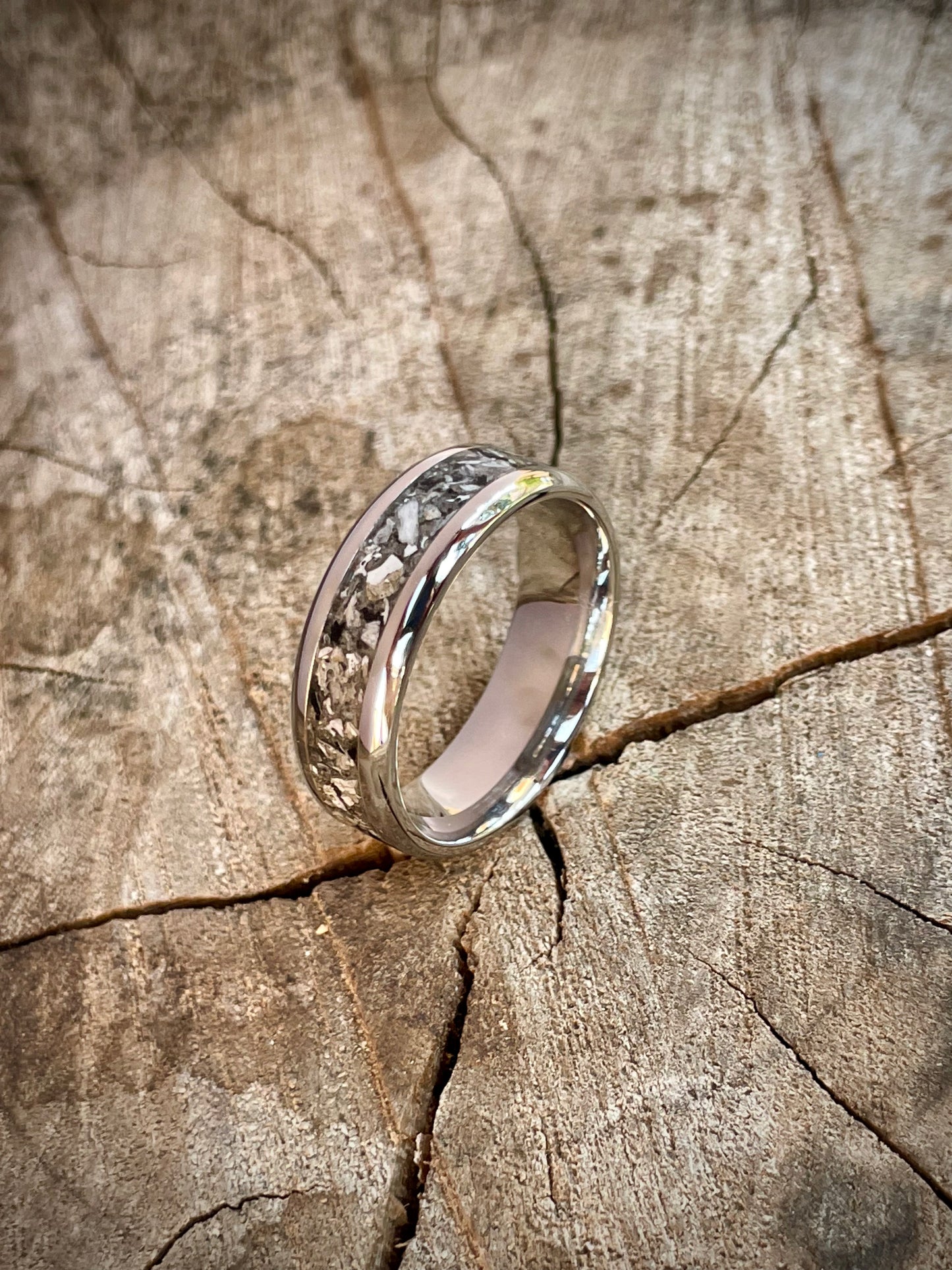 Stainless Steel Memorial(Cremation Ashes)Inlay Ring 8mm