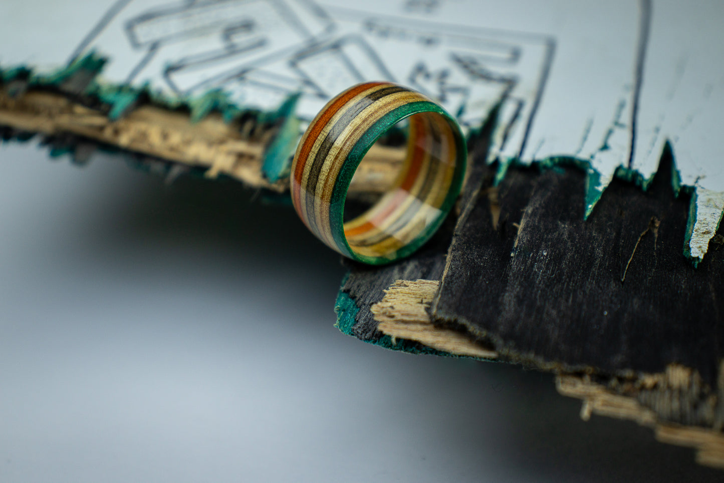 Skate Ring  Orange / Brown / Green  8mm