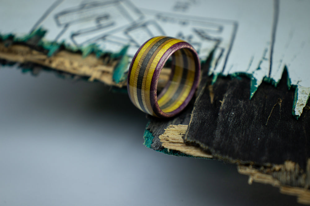 Skate Ring  Purple / Yellow / Grey 8mm