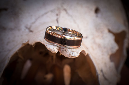 Stainless Steel Buffalo Horn Inlay Ring 8mm