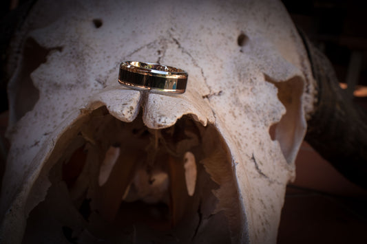 Stainless Steel Buffalo Horn Inlay Ring 8mm