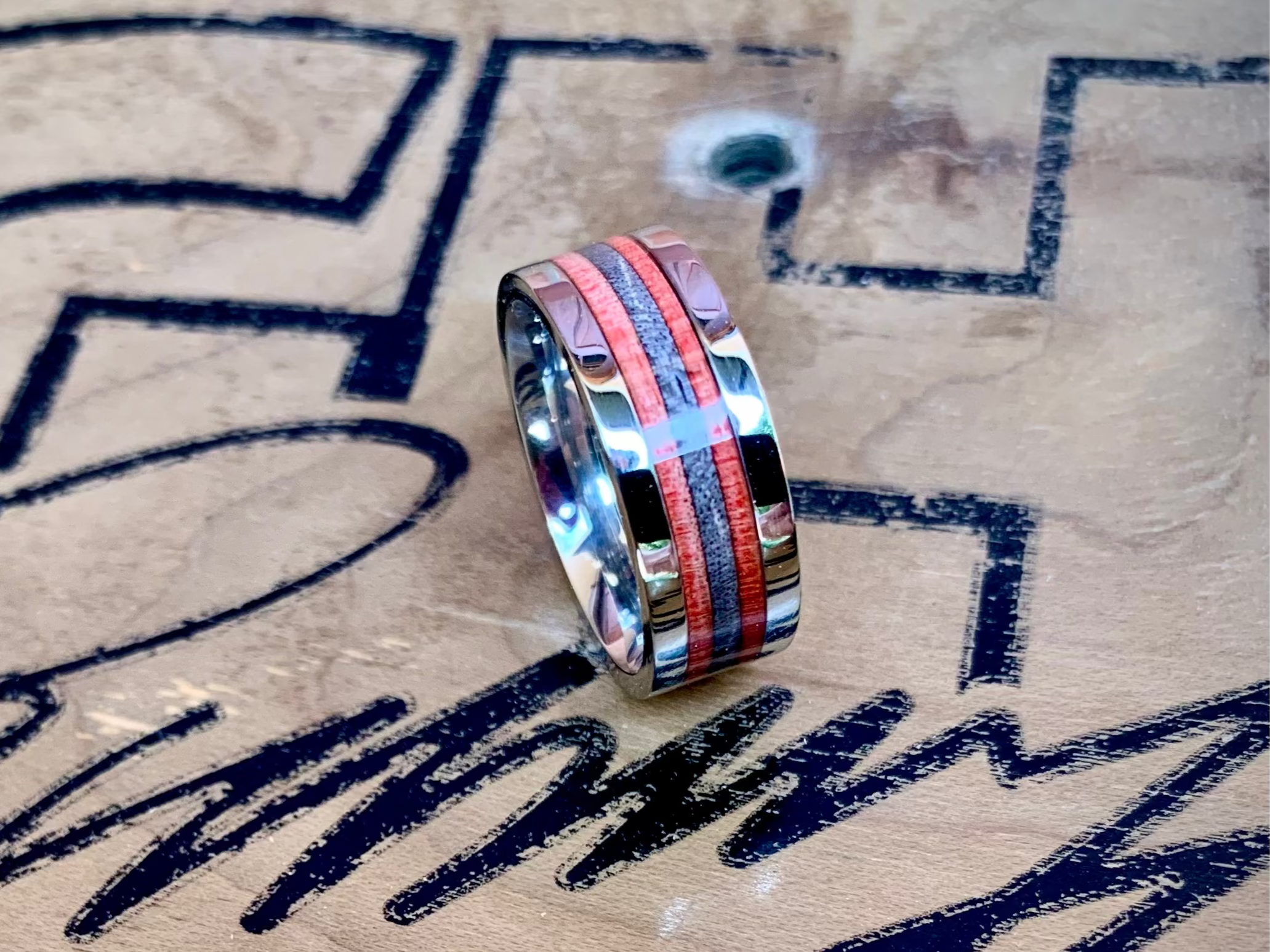 Skate Ring - Red / Blue / Red (SS) 8mm | Onyx Signature Creations