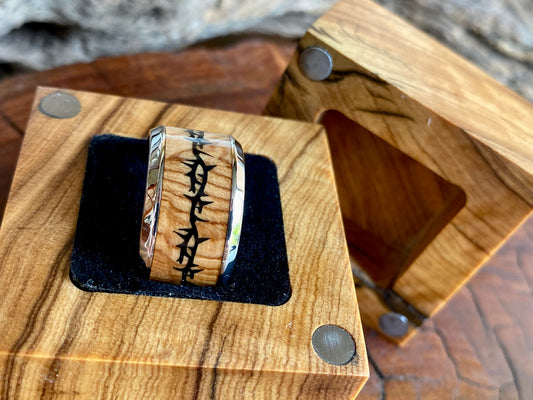 Stainless Steel Wld Olive with Thorn Crown Motif - 10mm