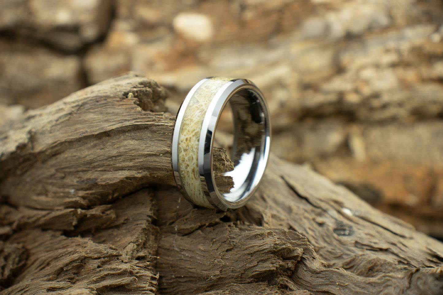 Tungsten Kudu Horn Inlay Ring 8mm