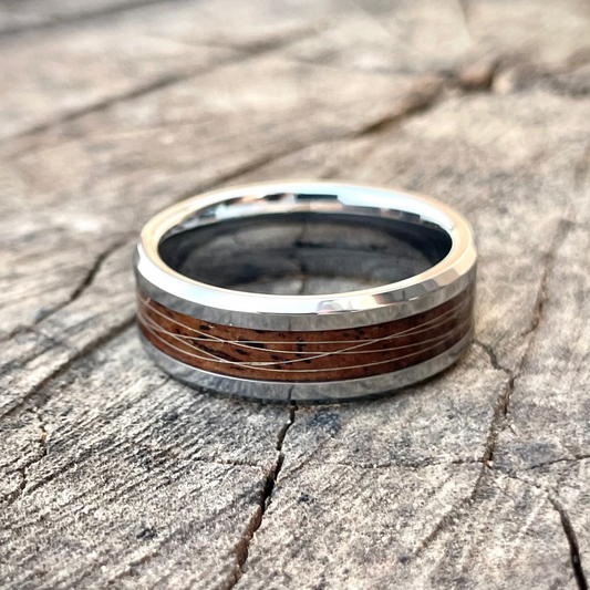 handmade Leadwood and lions mane ring wit tungsten core South Africa