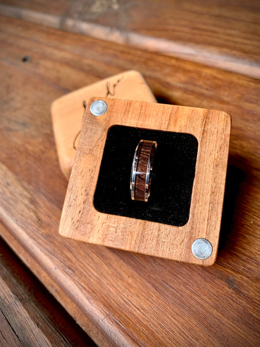 Tungsten Carbide Africa Black Wood Inlay Ring 6mm