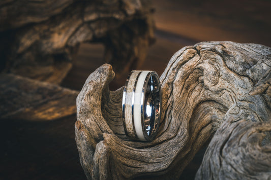 Tungsten Carbide Eland and Warthog Inlay Ring 8mm