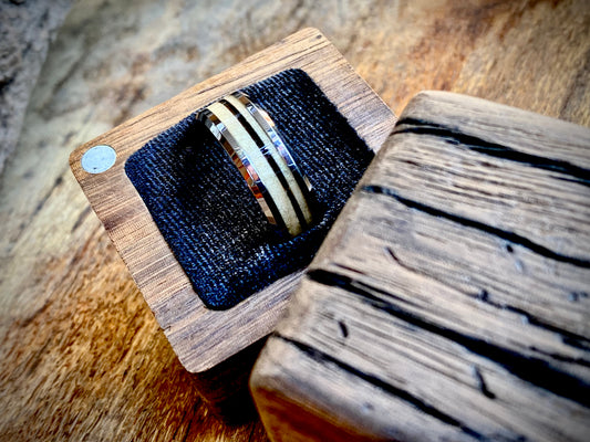 Tungsten Carbide Elephant Tail Hair Inlay Ring 8mm