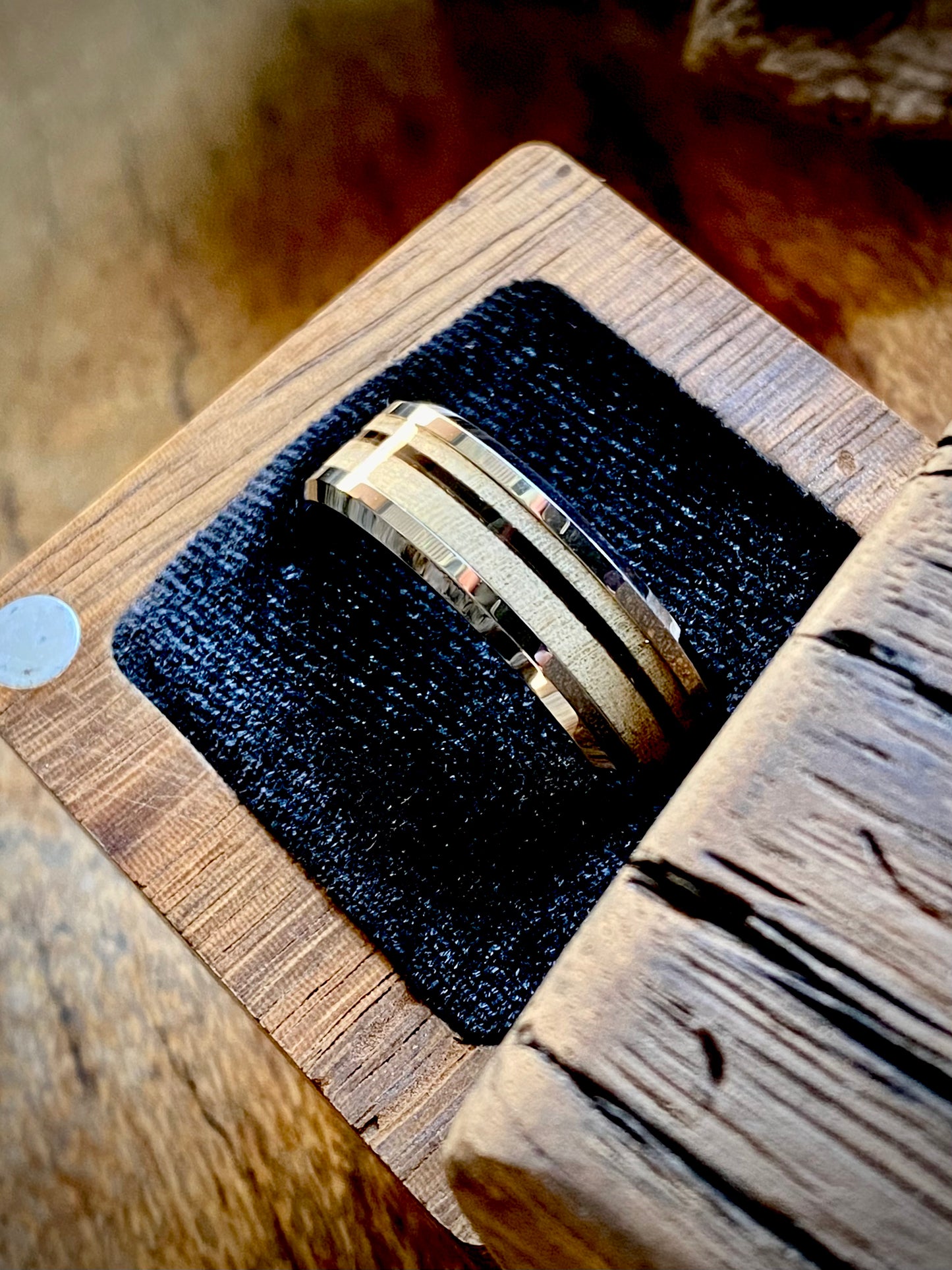 Tungsten Carbide Elephant Tail Hair Inlay Ring 8mm