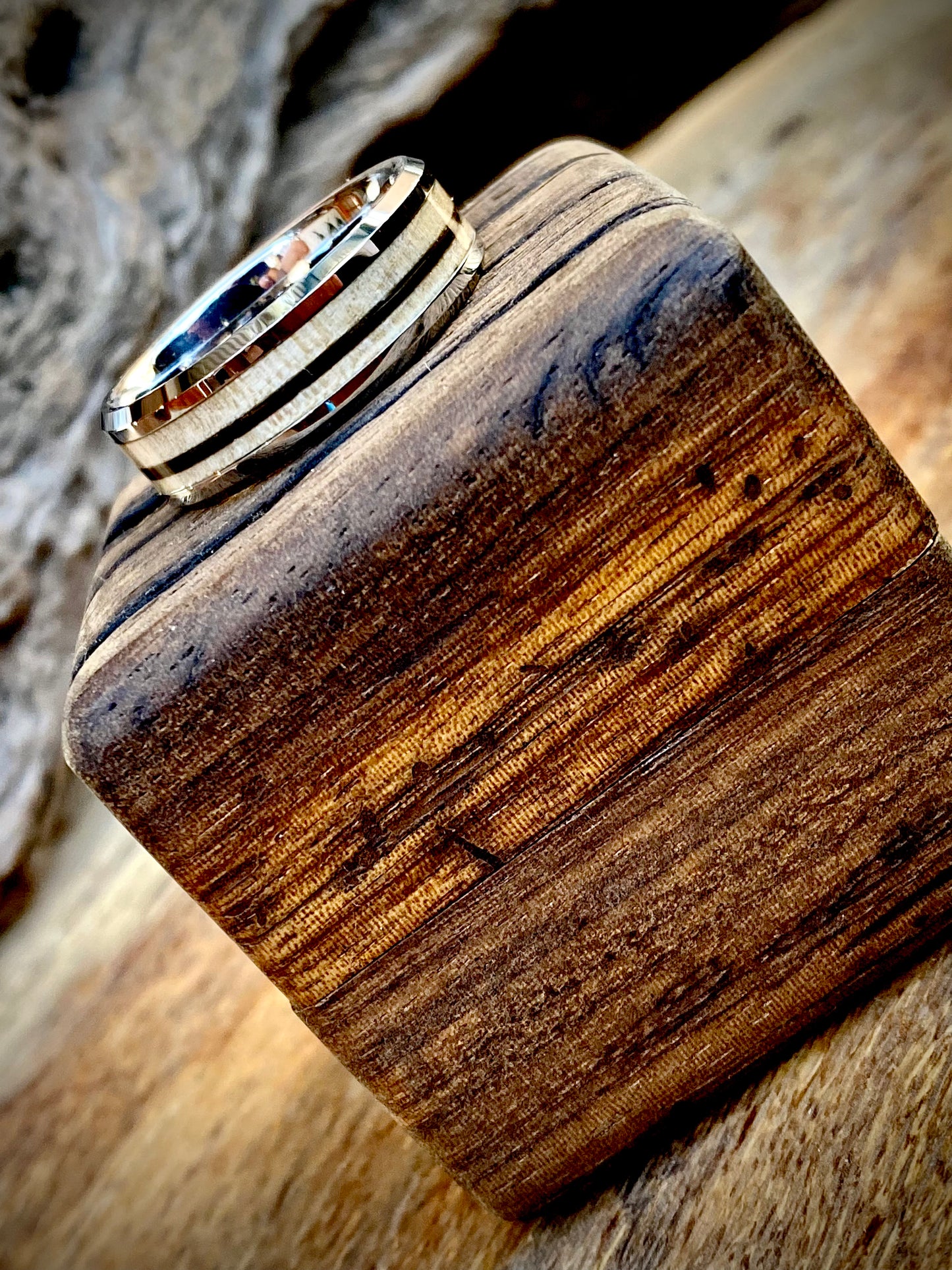 Tungsten Carbide Elephant Tail Hair Inlay Ring 8mm