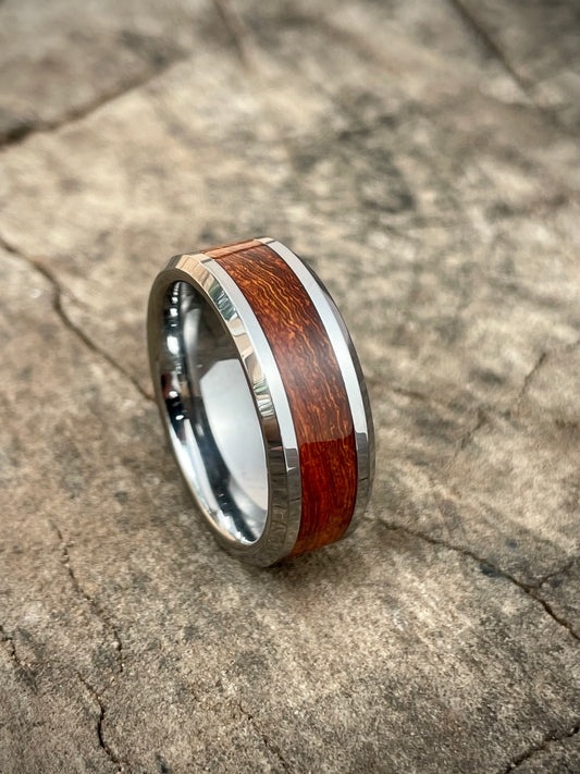 Tungsten Carbide Kiaat Inlay Ring 8mm