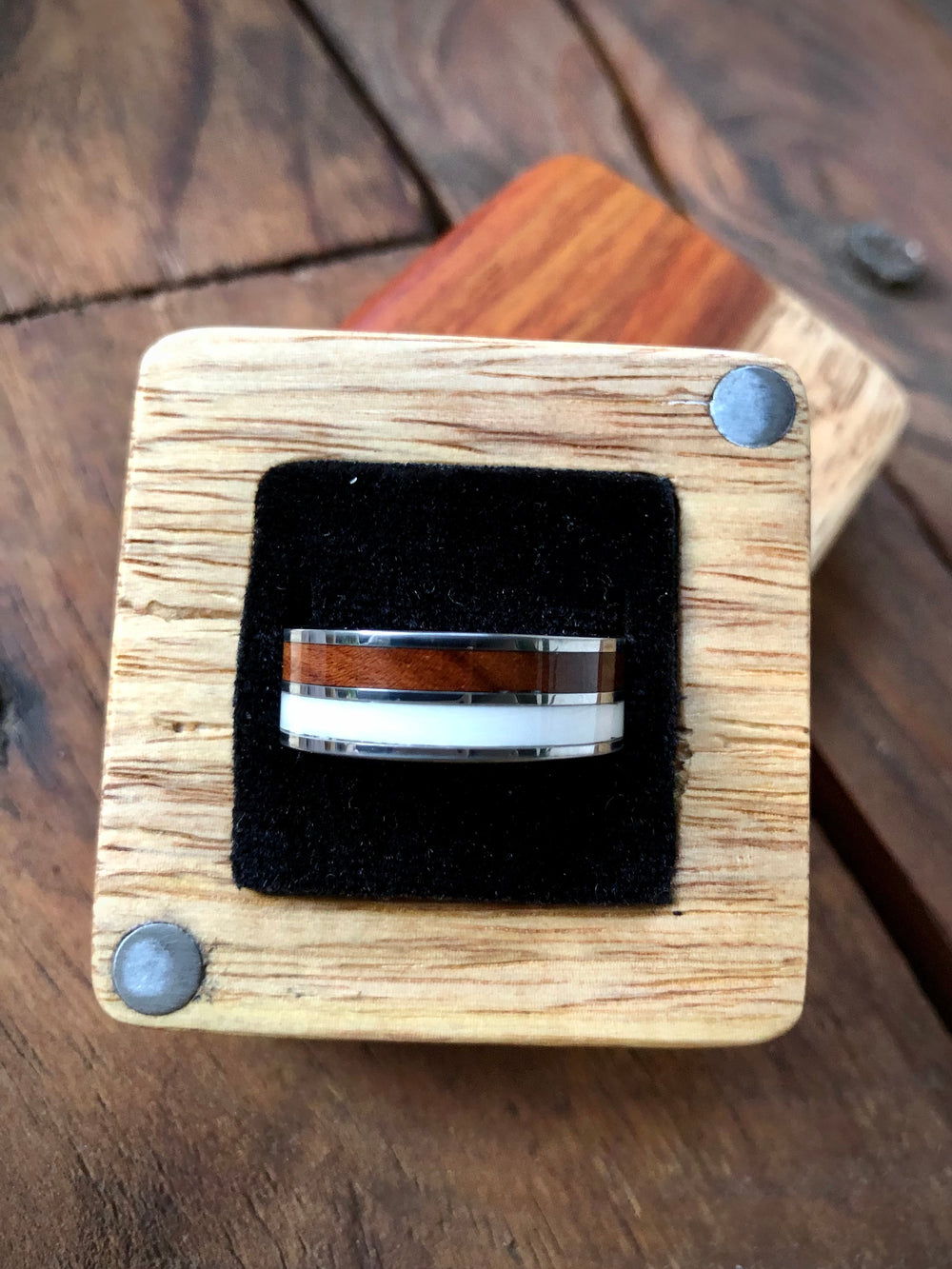 Tungsten Carbide Tambotie and Warthog Inlay Ring 8mm