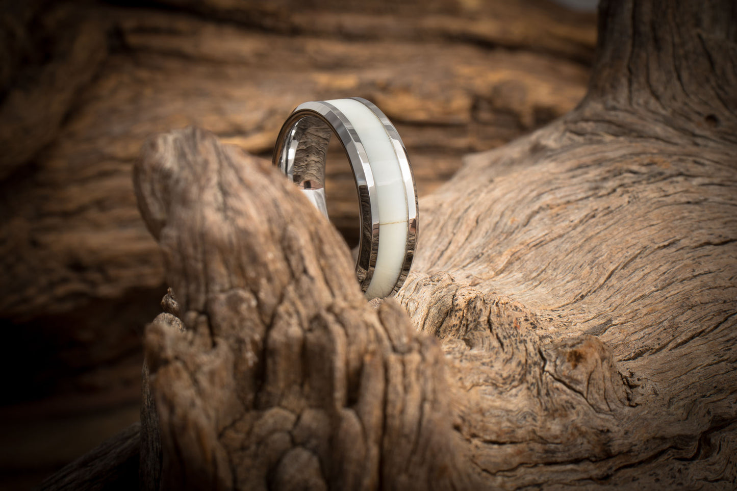 Tungsten Carbide Hippo Tooth Inlay Ring 8mm