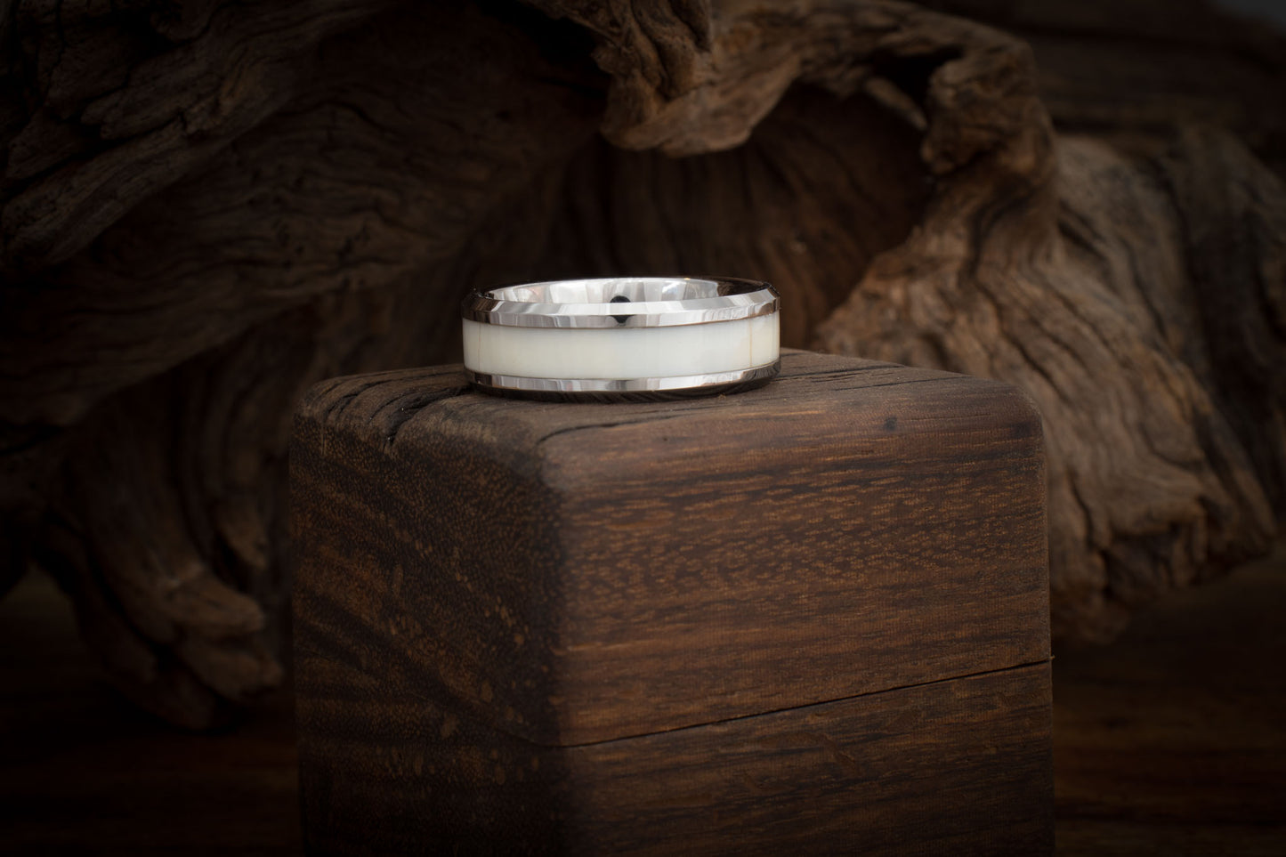 Tungsten Carbide Hippo Tooth Inlay Ring 8mm