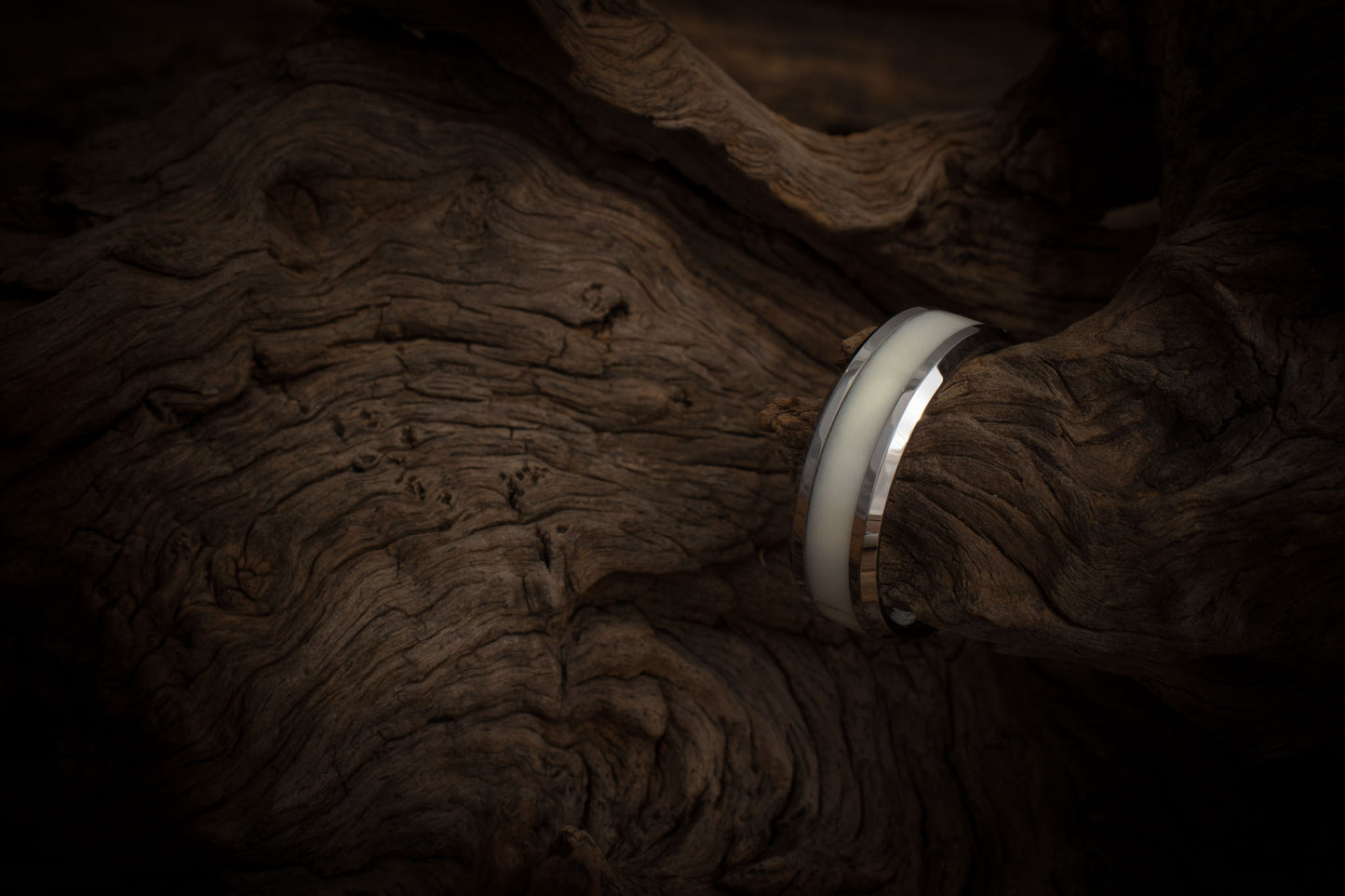 Tungsten Carbide Hippo Tooth Inlay Ring 8mm