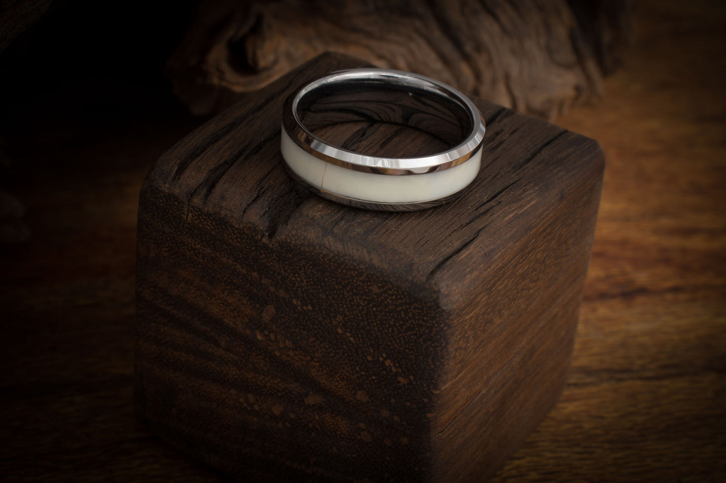 Tungsten Carbide Hippo Tooth Inlay Ring 8mm