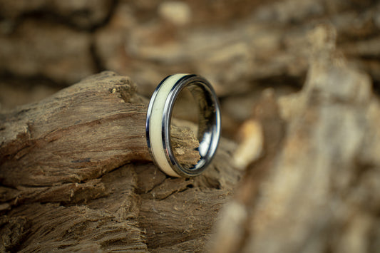 Tungsten Carbide Warthog Tusk Inlay Ring 6mm